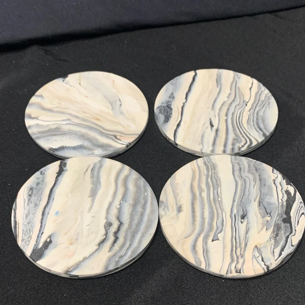 Handmade Clay Marble Pattern Coasters Set of 4